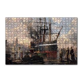 Cakapuzzle 1800 Yılı Liman Gemi Yolcular Yağlı Boya Resmi 120 Parça Ahşap Puzzle