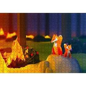 Cakapuzzle 2018 Soyut Sanat Tasarım Orman Tilki 120 Parça Ahşap Puzzle