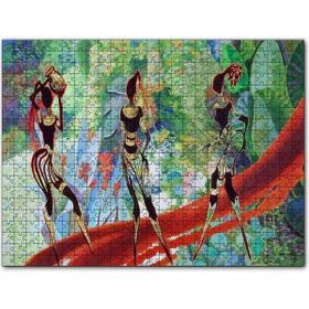 Cakapuzzle 3 Afrikalı Kadın Silüeti ve Renkler 1000 Parça Puzzle