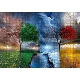 Cakapuzzle 4 Mevsim Bir Arada İllüstrasyon 120 Parça Ahşap Puzzle