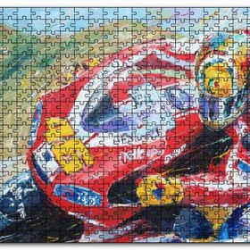 Cakapuzzle 46 Numara Kırmızmotosiklet Hız Görseli Mdf 1000 Parça Puzzle