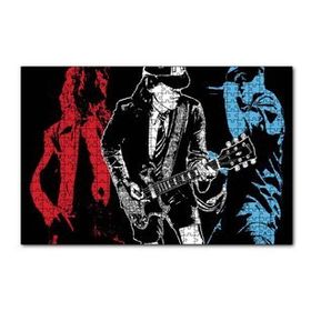 Cakapuzzle AC DC Rock Grubu Üç Renk İllüstrasyon 120 Parça Ahşap Puzzle