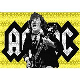 Cakapuzzle ACDC Angus Young Sarı Zemin 120 Parça Ahşap Puzzle
