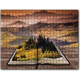 Cakapuzzle Açık Kitap Fantezi Tepeler Ahşap 500 Parça Puzzle