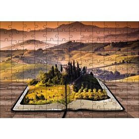 Cakapuzzle Açık Kitap Fantezi Tepeler Mdf 120 Parça Puzzle