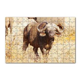 Cakapuzzle Afrika Bozkırında Bufalo ve Kuru Otlar 120 Parça Ahşap Puzzle