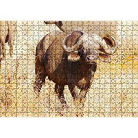 Cakapuzzle Afrika Bozkırında Bufalo ve Kuru Otlar 120 Parça Ahşap Puzzle