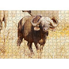 Cakapuzzle Afrika Bozkırında Bufalo ve Kuru Otlar 120 Parça Ahşap Puzzle
