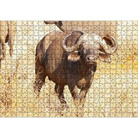 Cakapuzzle Afrika Bozkırında Bufalo ve Kuru Otlar 120 Parça Ahşap Puzzle