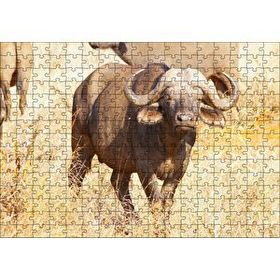 Cakapuzzle Afrika Bozkırında Bufalo ve Kuru Otlar 120 Parça Ahşap Puzzle