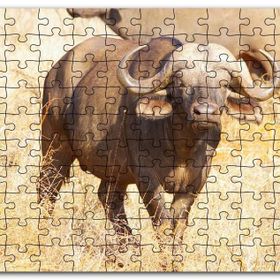 Cakapuzzle Afrika Bozkırında Bufalo ve Kuru Otlar Mdf 1000 Parça Puzzle
