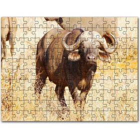 Cakapuzzle Afrika Bozkırında Bufalo ve Kuru Otlar Mdf 1000 Parça Puzzle