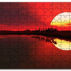 Cakapuzzle Afrika Günbatımında Palmiyeler ve Nil Nehri Mdf 1000 Parça Puzzle
