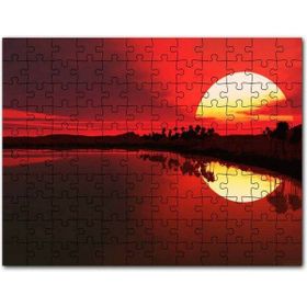 Cakapuzzle Afrika Günbatımında Palmiyeler ve Nil Nehri Mdf 1000 Parça Puzzle