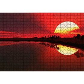 Cakapuzzle Afrika Günbatımında Palmiyeler ve Nil Nehri Mdf 500 Parça Puzzle