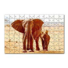 Cakapuzzle Afrika Savanada Anne Fil ve Yavrusu 120 Parça Ahşap Puzzle