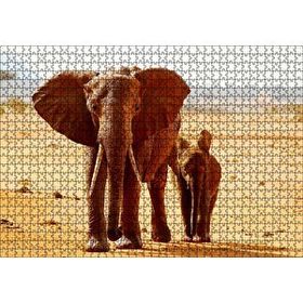 Cakapuzzle Afrika Savanada Anne Fil ve Yavrusu 120 Parça Ahşap Puzzle