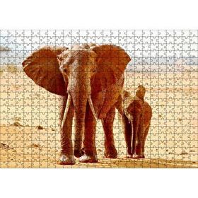 Cakapuzzle Afrika Savanada Anne Fil ve Yavrusu 120 Parça Ahşap Puzzle