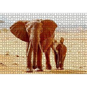 Cakapuzzle Afrika Savanada Anne Fil ve Yavrusu Mdf 1000 Parça Puzzle
