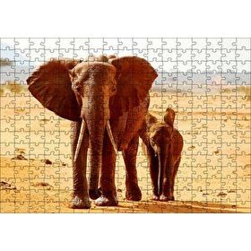 Cakapuzzle Afrika Savanada Anne Fil ve Yavrusu Mdf 255 Parça Puzzle
