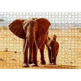 Cakapuzzle Afrika Savanada Anne Fil ve Yavrusu Mdf 500 Parça Puzzle