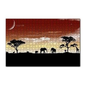 Cakapuzzle Afrika Yaban Hayatı Silüet Kompozisyon 120 Parça Ahşap Puzzle
