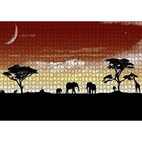 Cakapuzzle Afrika Yaban Hayatı Silüet Kompozisyon 120 Parça Ahşap Puzzle