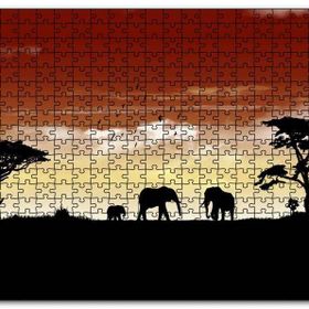 Cakapuzzle Afrika Yaban Hayatı Silüet Kompozisyon Mdf 120 Parça Puzzle