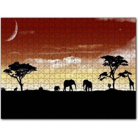 Cakapuzzle Afrika Yaban Hayatı Silüet Kompozisyon Mdf 120 Parça Puzzle