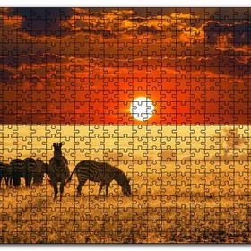 Cakapuzzle Afrikada Gün Batımındaki Zebralar Mdf 120 Parça Puzzle