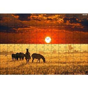 Cakapuzzle Afrikada Gün Batımındaki Zebralar Mdf 120 Parça Puzzle