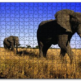 Cakapuzzle Afrikadaki İkili Filler Ahşap 1000 Parça Puzzle