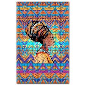 Cakapuzzle Afrikalı Kadın ve Renkli Tribal Desenler Ahşap 1000 Parça Puzzle