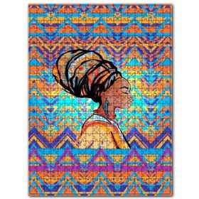 Cakapuzzle Afrikalı Kadın ve Renkli Tribal Desenler Ahşap 1000 Parça Puzzle