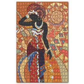 Cakapuzzle Afrikalı Kadın ve Tribal Desenler Ahşap 500 Parça Puzzle