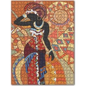 Cakapuzzle Afrikalı Kadın ve Tribal Desenler Ahşap 500 Parça Puzzle