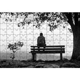 Cakapuzzle Ağaç Altındaki Bankta Gezgin 120 Parça Ahşap Puzzle