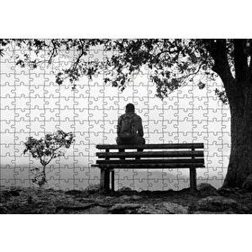 Cakapuzzle Ağaç Altındaki Bankta Gezgin 120 Parça Ahşap Puzzle