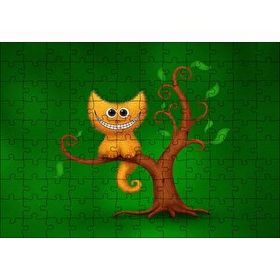Cakapuzzle Ağaç Üzerinde Cheshire Kedisi Görseli 120 Parça Ahşap Puzzle