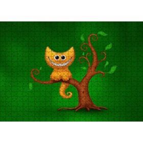 Cakapuzzle Ağaç Üzerinde Cheshire Kedisi Görseli 120 Parça Ahşap Puzzle