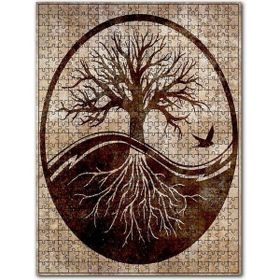 Cakapuzzle Ağaç ve Kökleri Yuvarlak Plan Ahşap 255 Parça Puzzle