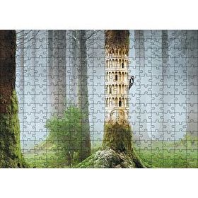 Cakapuzzle Ağaçkakan ve Antik Roma Sütun Benzetmesi 120 Parça Ahşap Puzzle