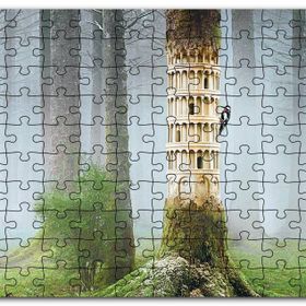 Cakapuzzle Ağaçkakan ve Antik Roma Sütun Benzetmesi Mdf 255 Parça Puzzle