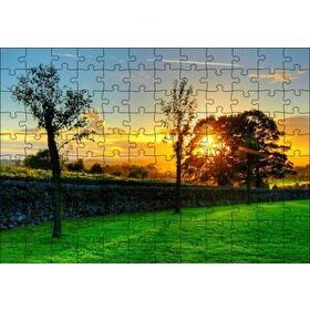 Cakapuzzle Ağaçlar Arasından Günbatımı Mdf 120 Parça Puzzle