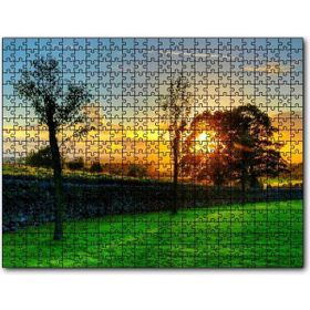 Cakapuzzle Ağaçlar Arasından Günbatımı Mdf 500 Parça Puzzle