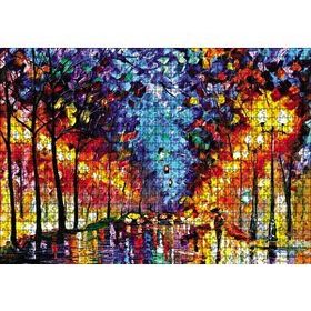 Cakapuzzle Ağaçlı Yol ve Şemsiyeli Adam Yağlıboya 1000 Parça Puzzle