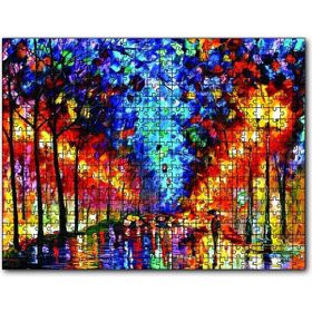 Cakapuzzle Ağaçlı Yol ve Şemsiyeli Adam Yağlıboya 500 Parça Puzzle