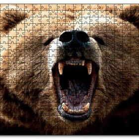 Cakapuzzle Agresif Boz Ayı Yakın Çekim Mdf 1000 Parça Puzzle