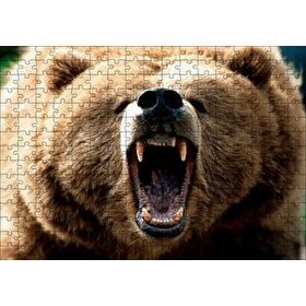 Cakapuzzle Agresif Boz Ayı Yakın Çekim Mdf 255 Parça Puzzle
