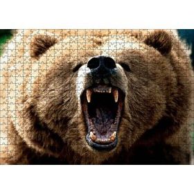 Cakapuzzle Agresif Boz Ayı Yakın Çekim Mdf 500 Parça Puzzle